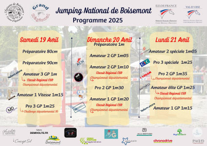 Jumping de Boisemont 2025 - Programme