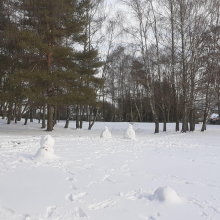 Le parc paysager avec queleques bonhomes de neige par Yves L.