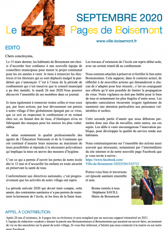 4 pages de septembre 2020